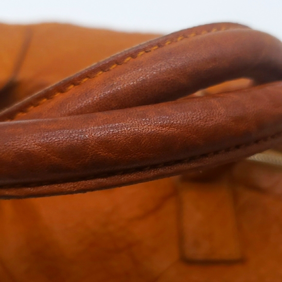 YVES SAINT LAURENT LEATHER BAG SIZE 18X12 COLOR ORANGE BROWN 🍊 100% AUTHENTIC - Picture 6 of 13